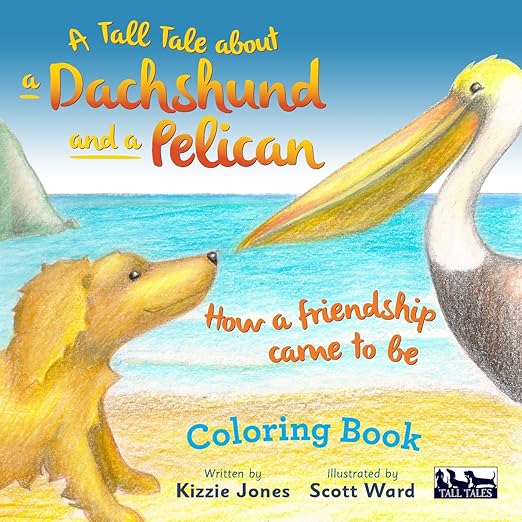 A duchshund and a pelican coloring book