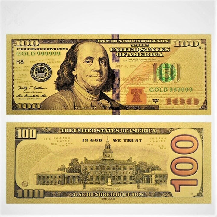 Billete de Colección Dorado de $100 Dolares